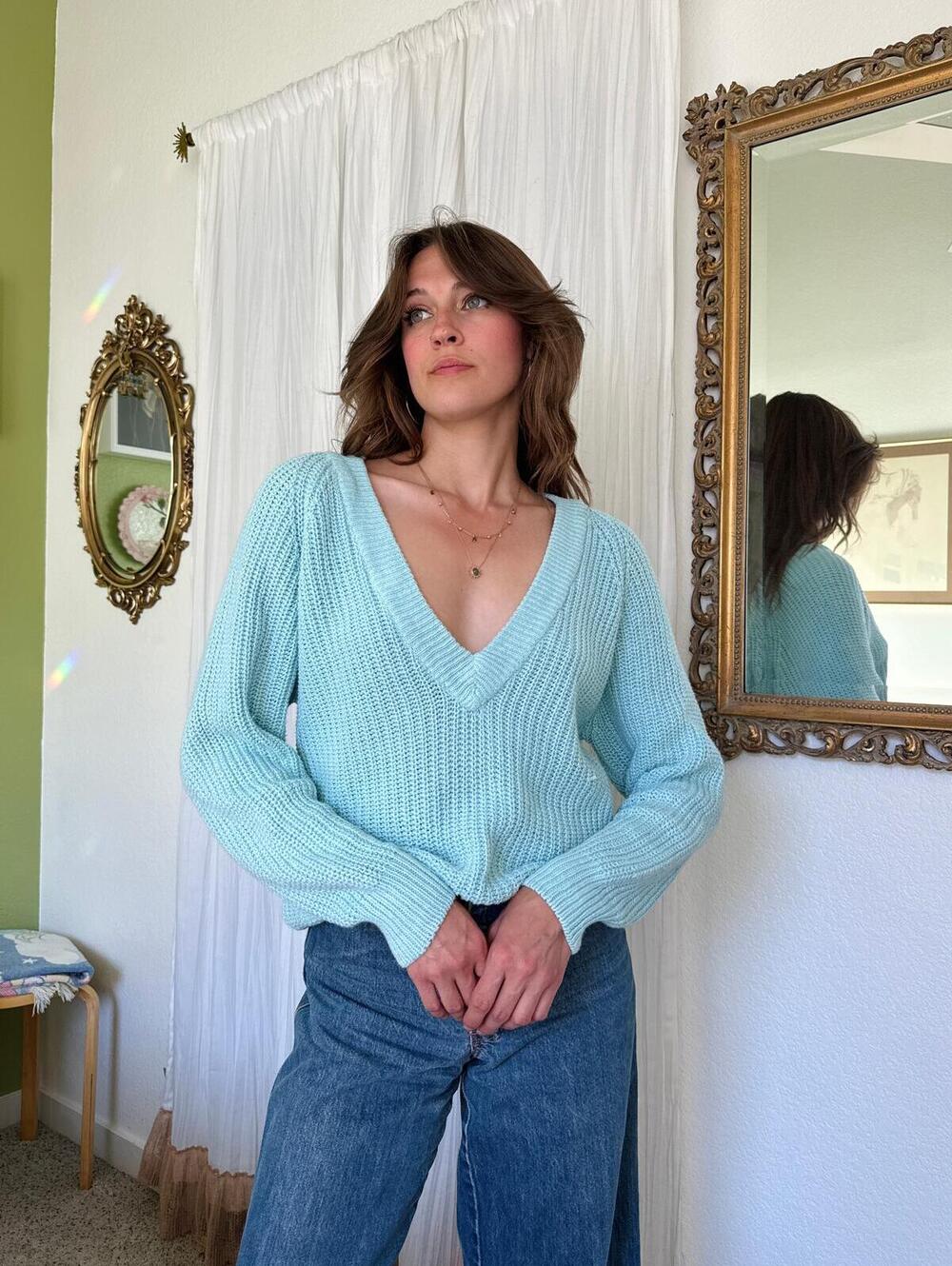 80s Cotton Candy Blue Knit Sweater